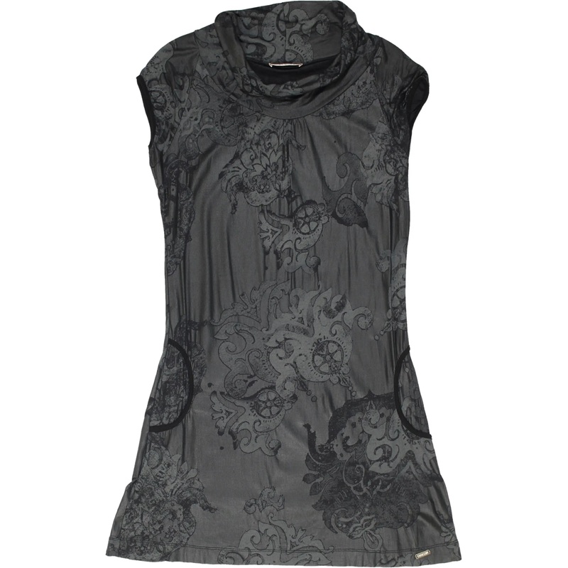 00s Cap Sleeve High Neck Dress