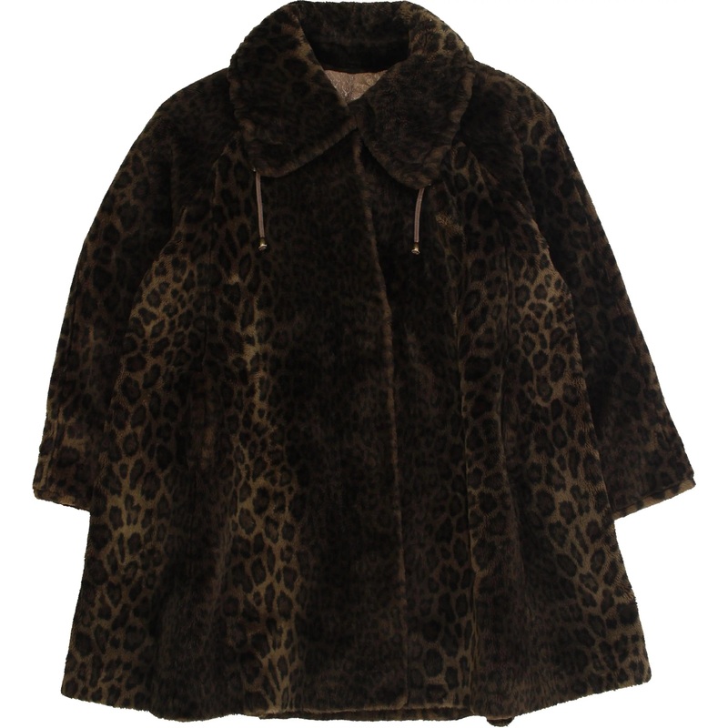 80s Faux Fur Coat with Leopard Print