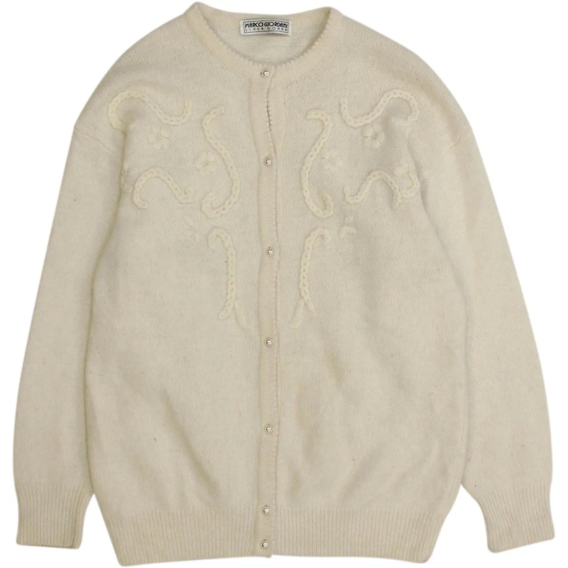 80s Knitted Cardigan with Flower Embroidery