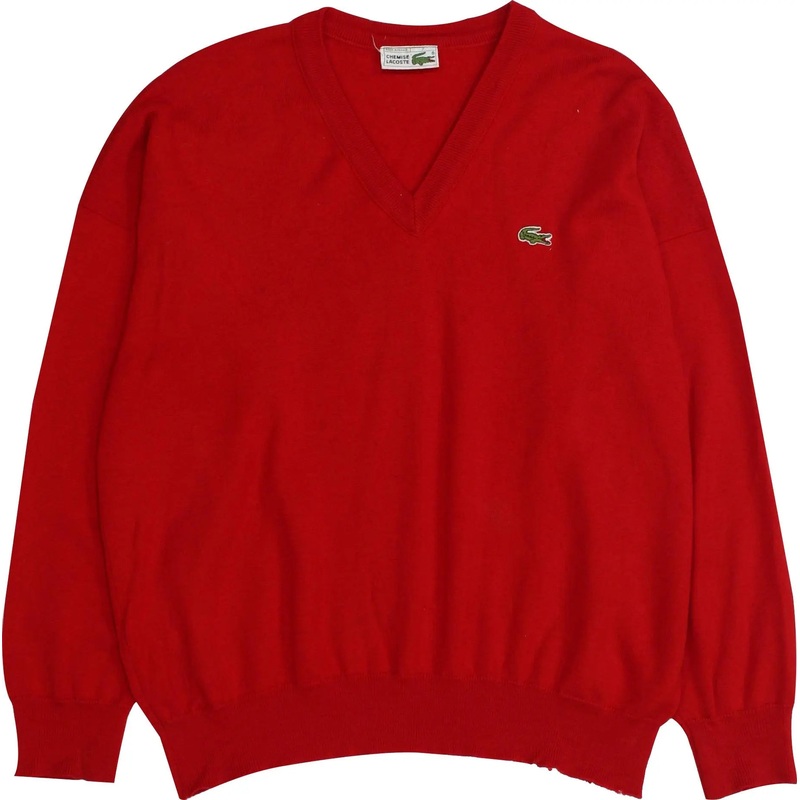 80s Red V-Neck Sweater by Lacoste