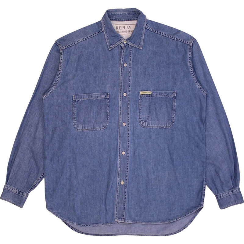 90s Double Ring Denim Shirt by Replay