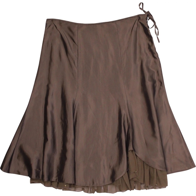 00s Brown Satin Floaty Skirt