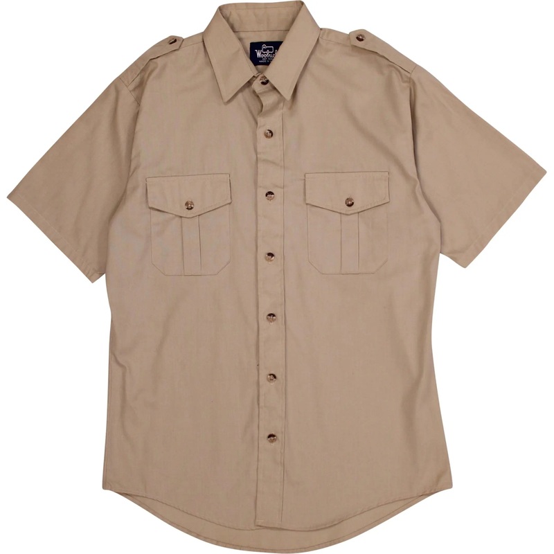 80s Beige Short Sleeve Shirt by Woolrich