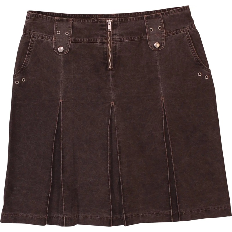 00s Brown Pleated Mini Skirt