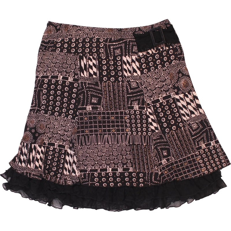 00s Patchwork Ruffled Mini Skirt