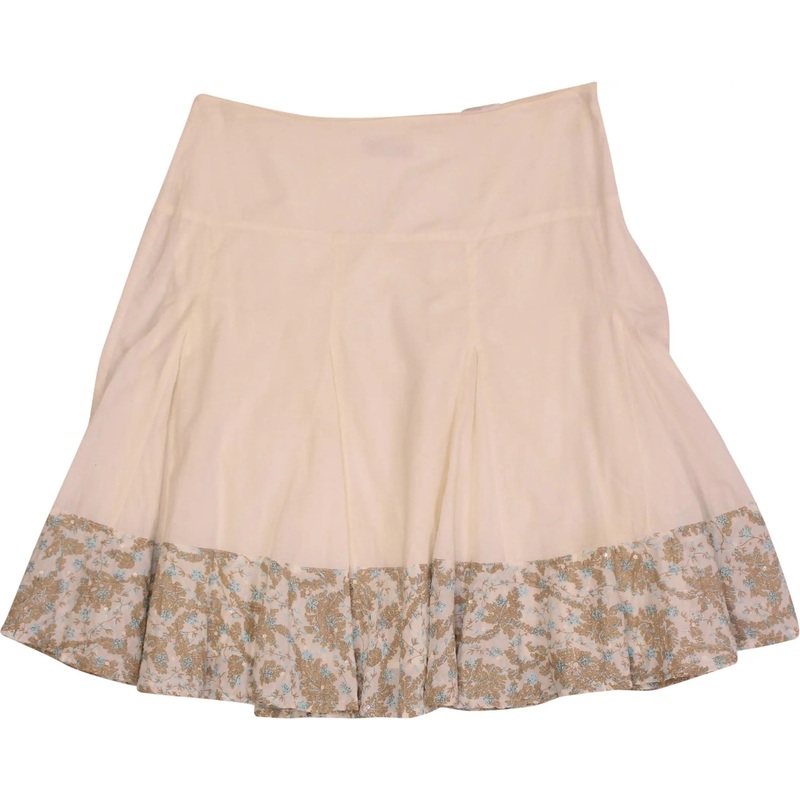 00s White Floral Trim Flippy Skirt