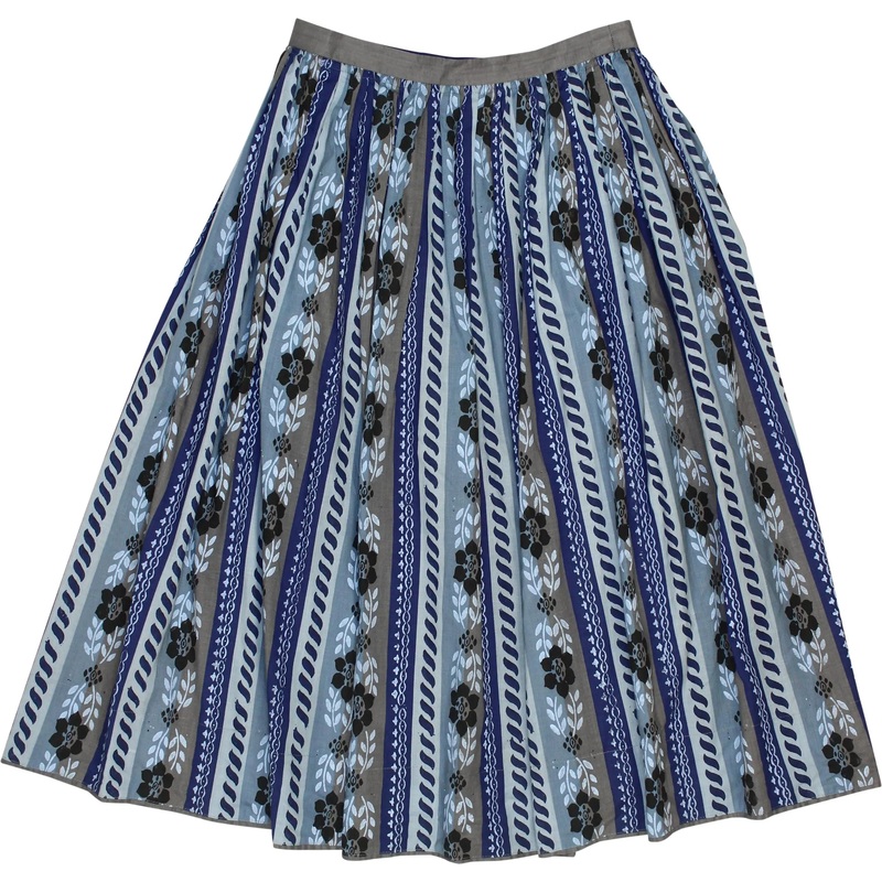 80s Blue Patterned Skirt