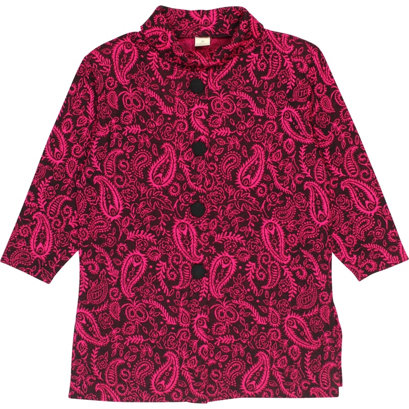 70s Pink Paisley Knit Cardigan