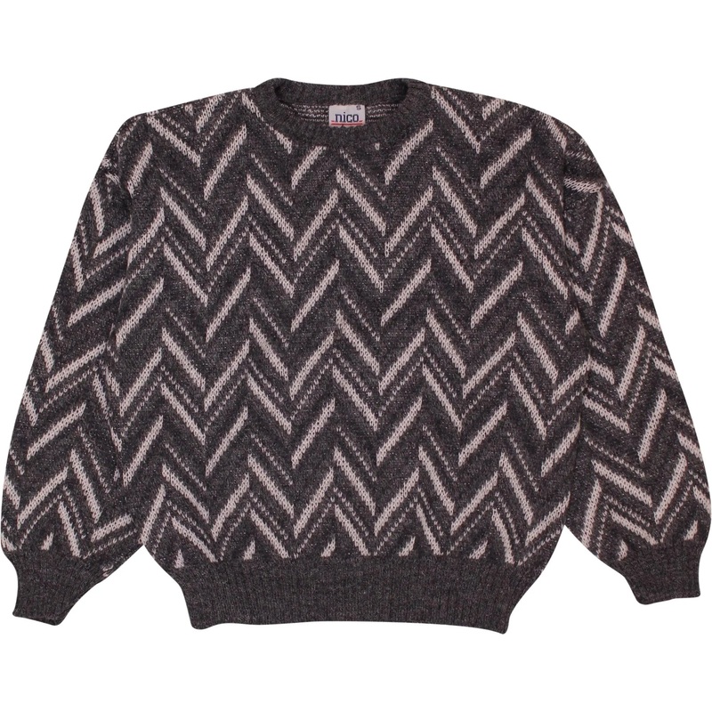 80s Chevron Wool Blend Knitted Jumper
