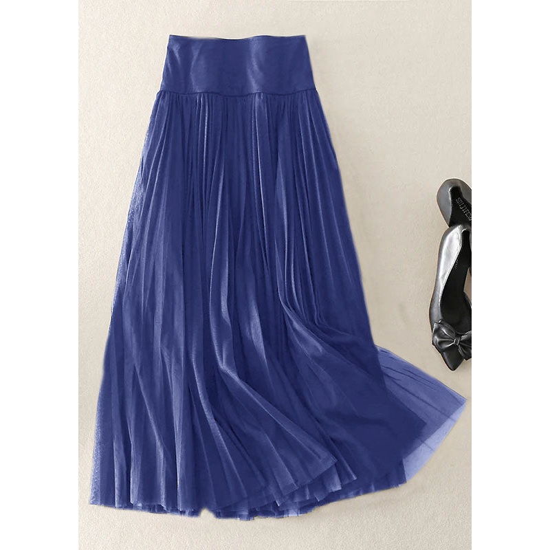 Beautiful Blue Zip Up Patchwork Tulle Skirt Spring