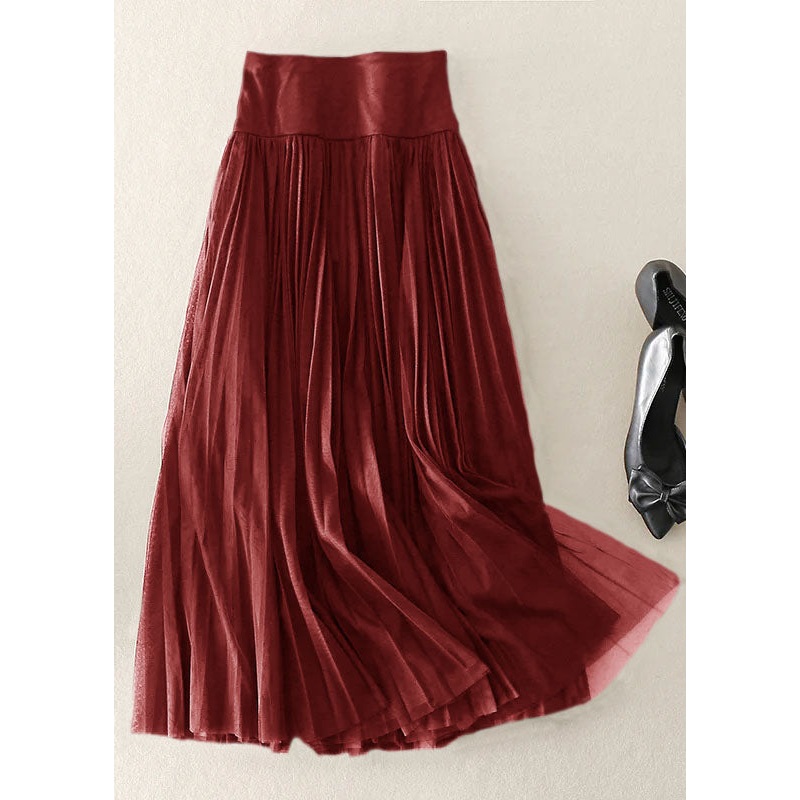 Beautiful Red Zip Up Patchwork Tulle Skirt Spring
