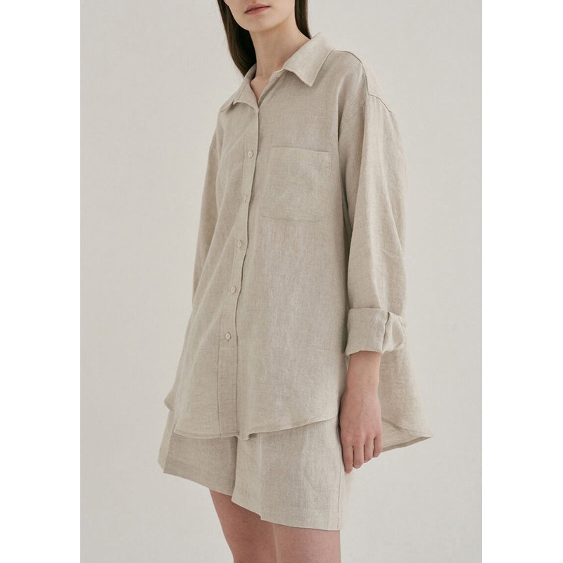 Casual Linen Shirts And Shorts Two Pieces Set Summer