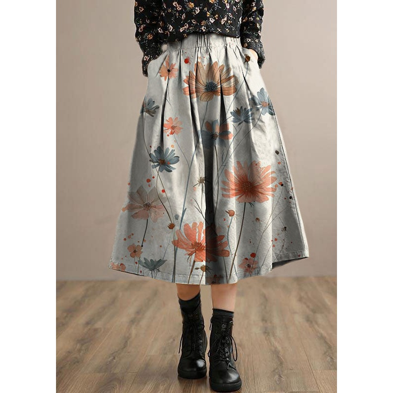 French grey Clothes For Women Elastic Waist Art Spring Dresses