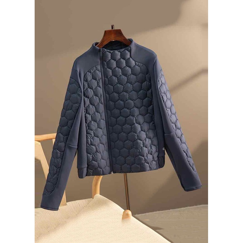 Simple Black Zip Up Original Design Cotton Filled Coats Winter