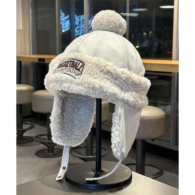 Men’s Beige Winter Fleece Warm And Versatile Ear Protection Hat