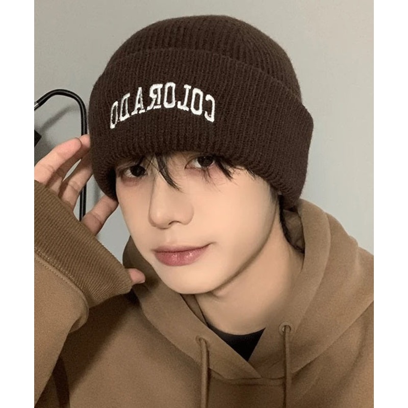 Men’s New Japanese And Korean Coffee Knitted Warm Boonie Hat