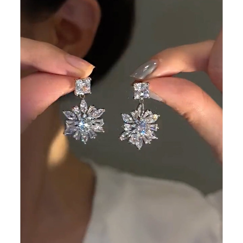 Original Design Silk Alloy Zircon Floral Drop Earrings