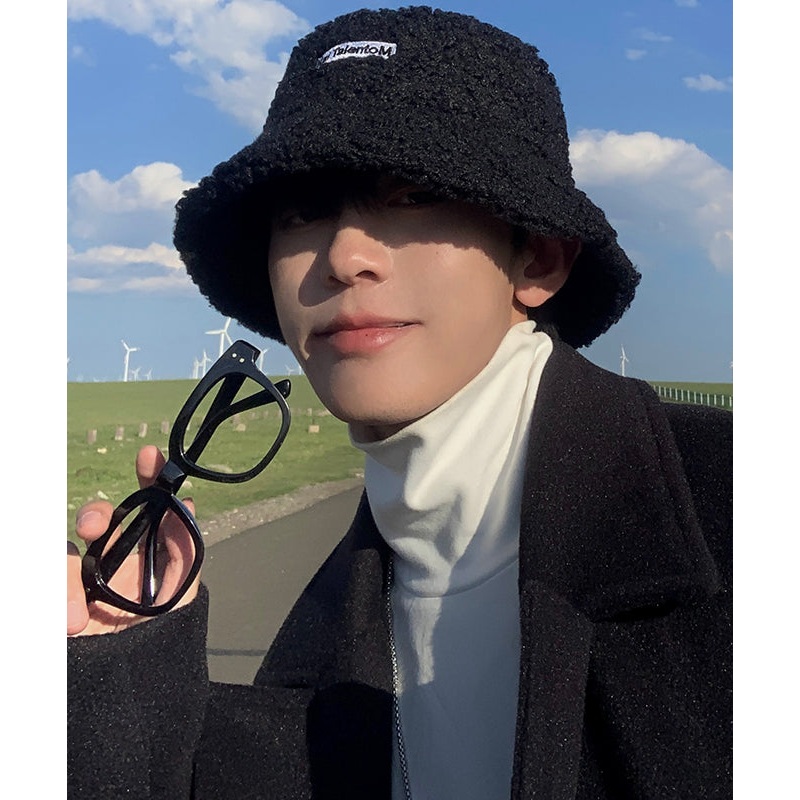 Stylish Black Warm Faux Fur Men Bucket Hat