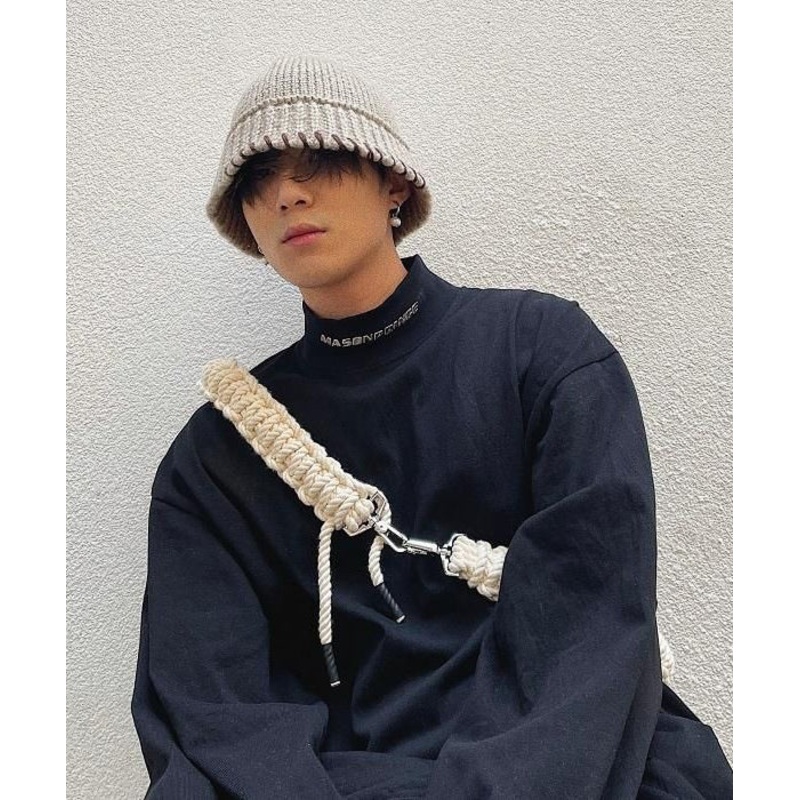 Stylish Khaki Warm Versatile Men Knit Bucket Hat