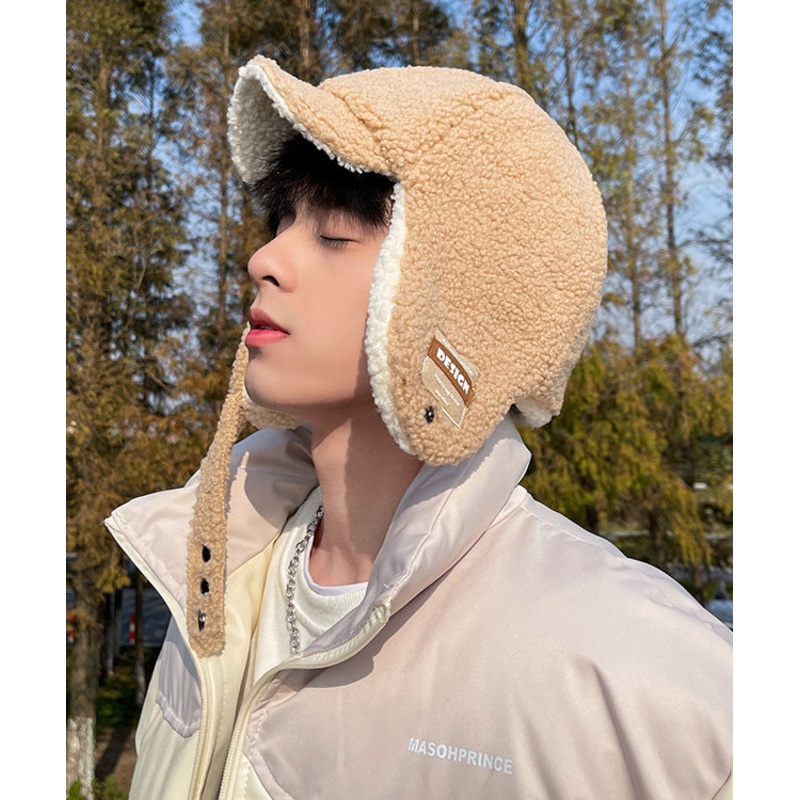 Unique Beige Thick WarmFleece Wool Lined Men Bonnie Hat