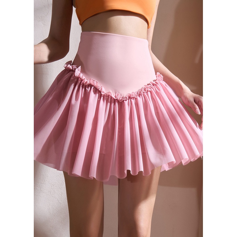 Beautiful Pink High Waist Ruffled Sports Skirts Summer