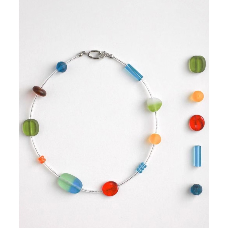 Modern Rainbow Alloy Asymmetrical Beads Gratuated Bead Necklace