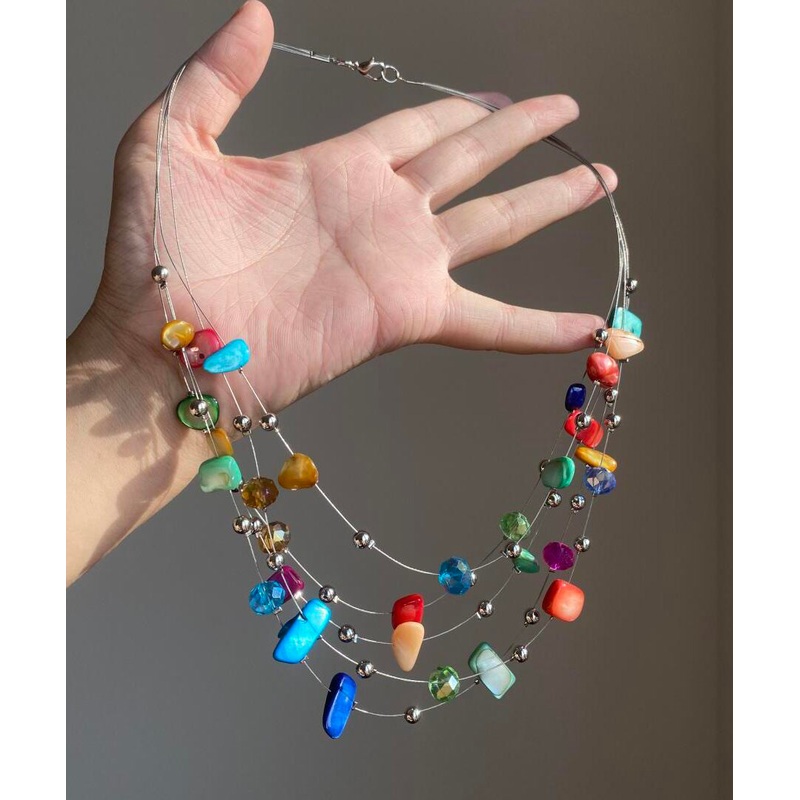 Novelty Multicolor Alloy Shell Holiday Layered Princess Necklace