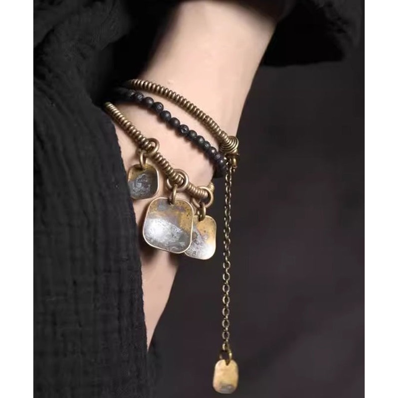 Retro Copper Beading Same Gender Design Men Charm Bracelet
