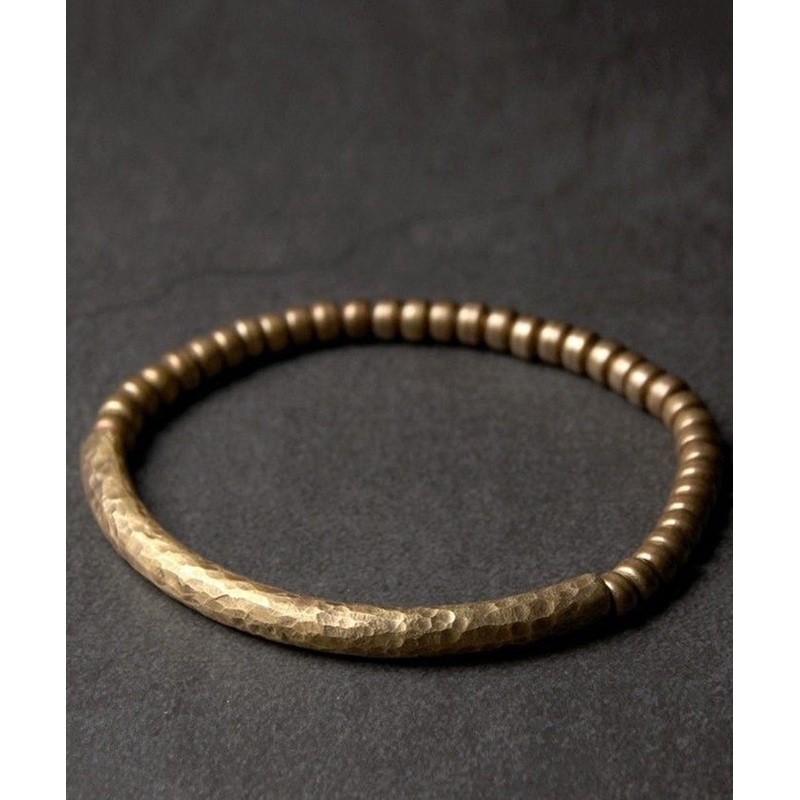 Retro Gold Copper Patchwork Bead Men Bracelet