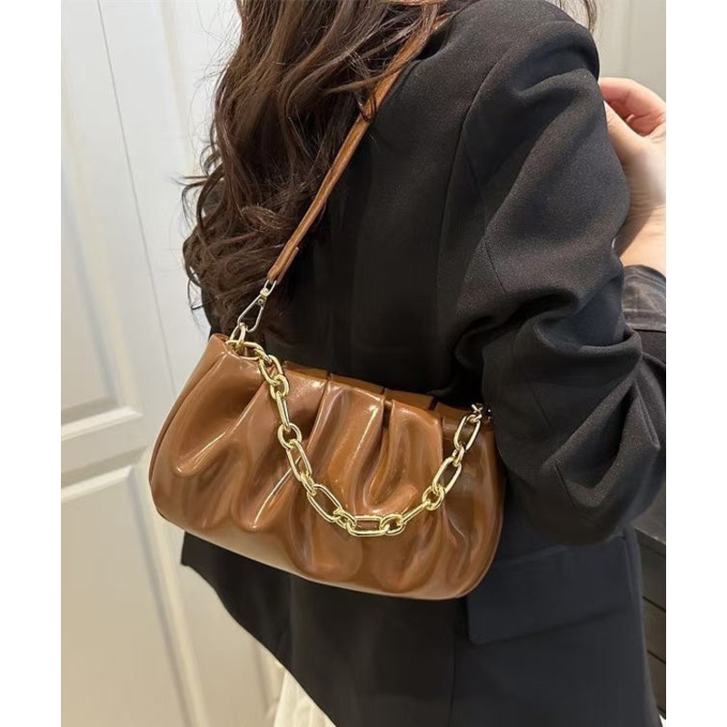 Classy Brown Solid Durable Wrinkled Faux Leather Micro Bag