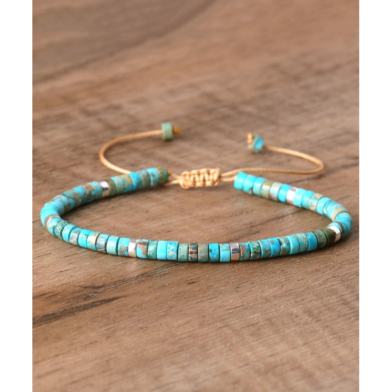 Stylish Blue Handmade Weaving Turquoise Beading Charm Bracelet