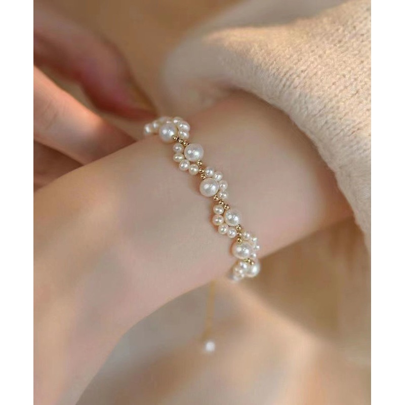 Classy White Alloy Pearl Cat Claw Chain Bracelet