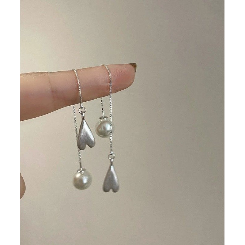 Art Silk Copper Overgild Pearl Tassel Drop Earrings