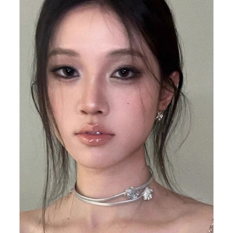 Boho Silk Stainless Steel Double-Layer Rose Choker