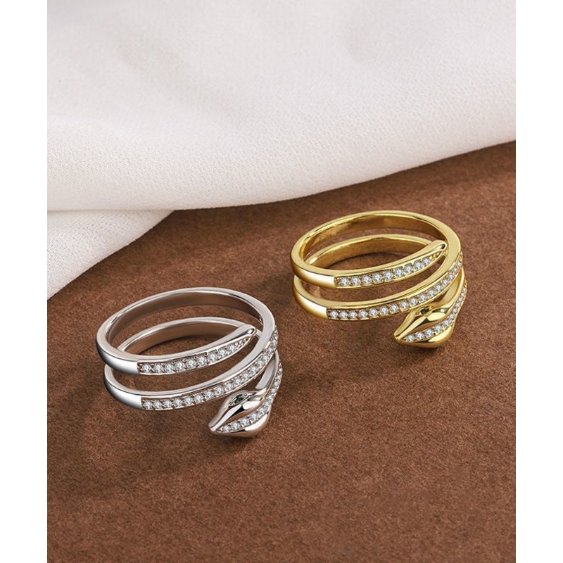 Fashion Alloy Zircon S-Shaped Rings Two-Piece Set
