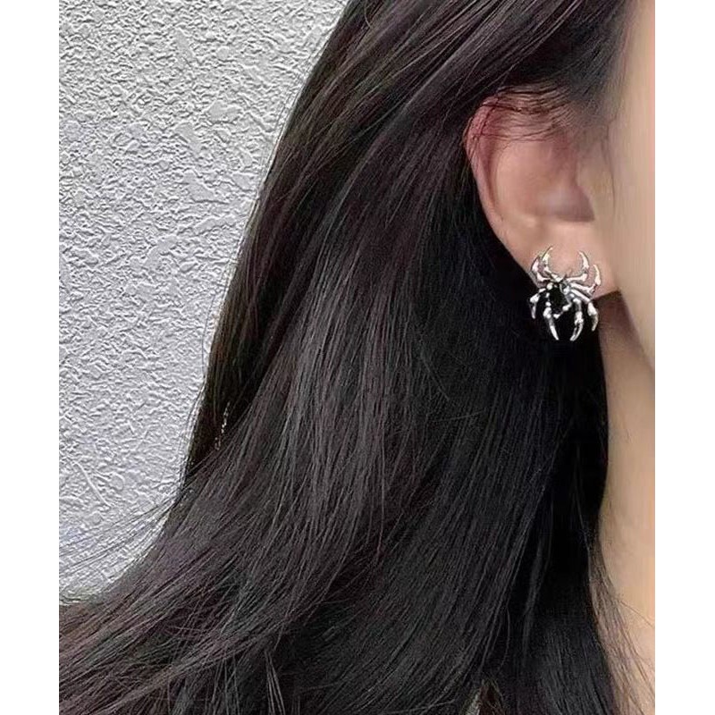 Unique Silk Copper Overgild Spider Stud Earrings