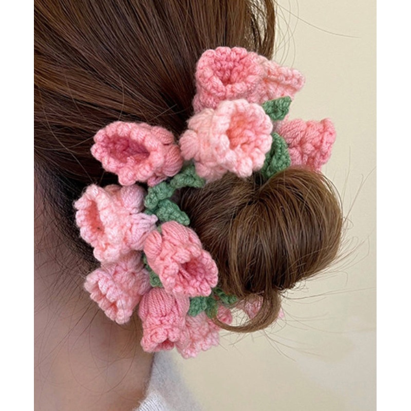 Cute Pink Knitted Cotton Thread Lily Of The Valley Hair Band
