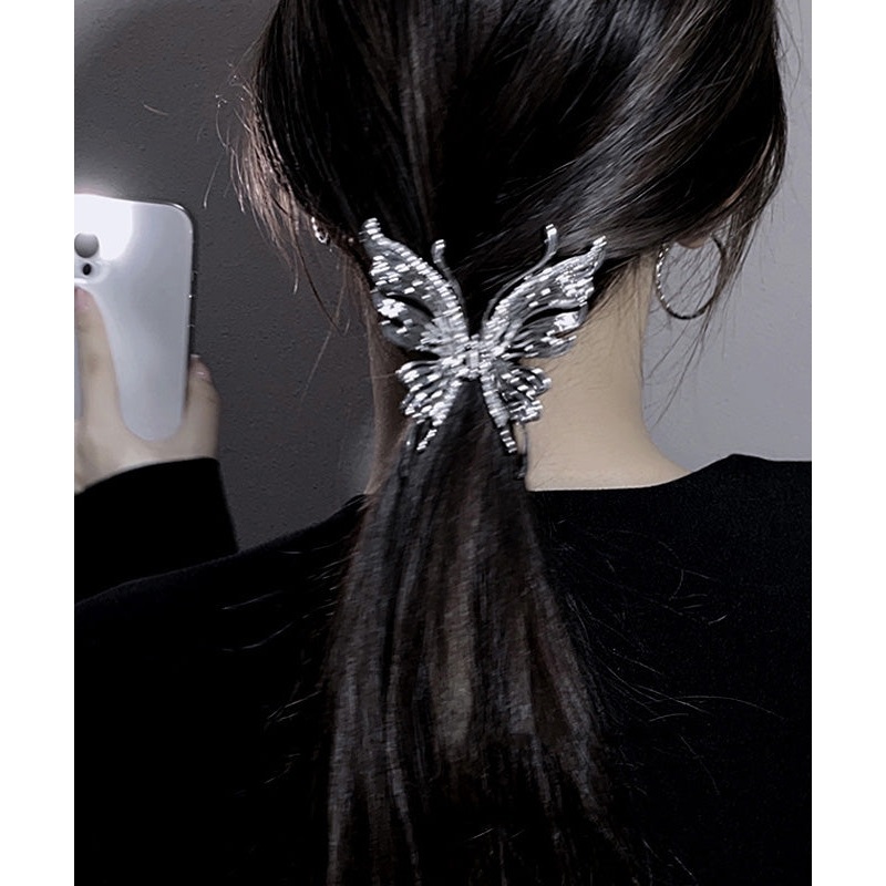 Fine Metal Zircon Butterfly Shark Hairpin