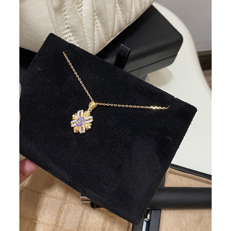 Style Gold Copper Overgild Zircon Sunflowe Pendant Necklace