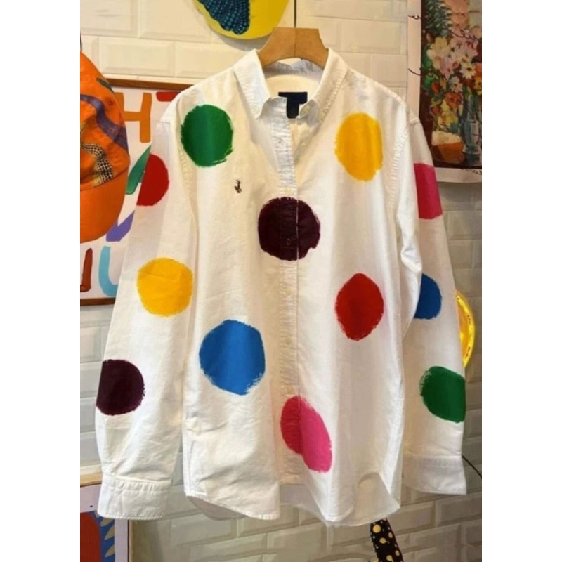 Stylish White Peter Pan Collar Print Cotton Shirt Spring