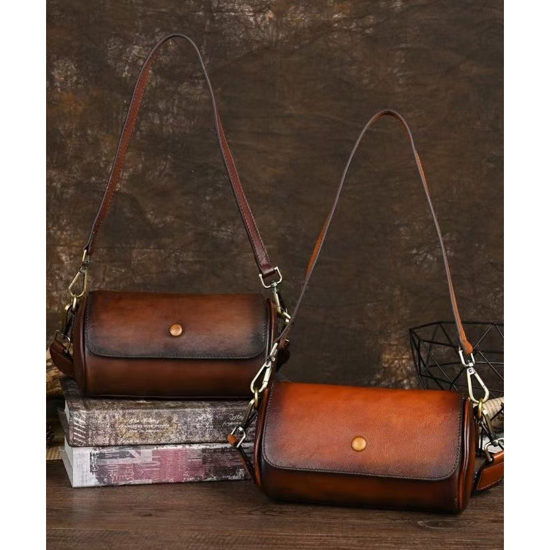 Handmade Vintage Brown Durable Calf Leather Messenger Bag
