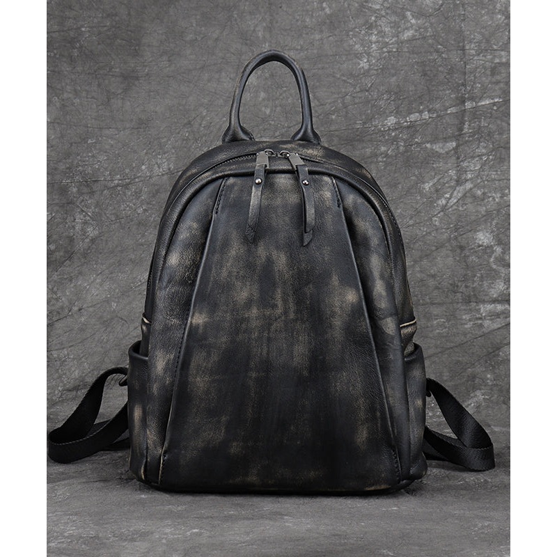 New Black Versatile Large Capacity Calf Leather Backpack Bag