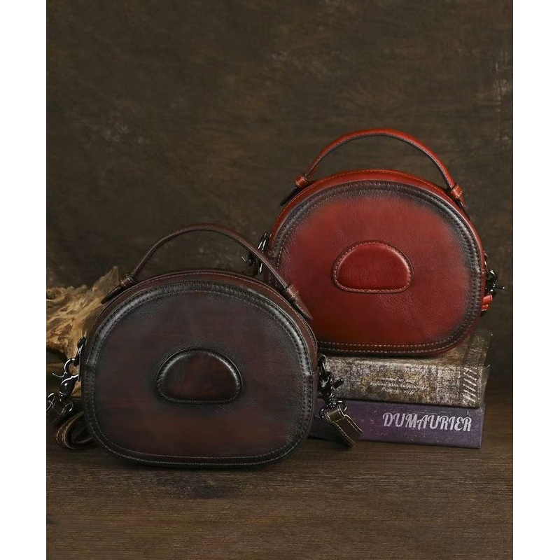 Women Red Solid Durable Calf Leather Versatile Messenger Bag
