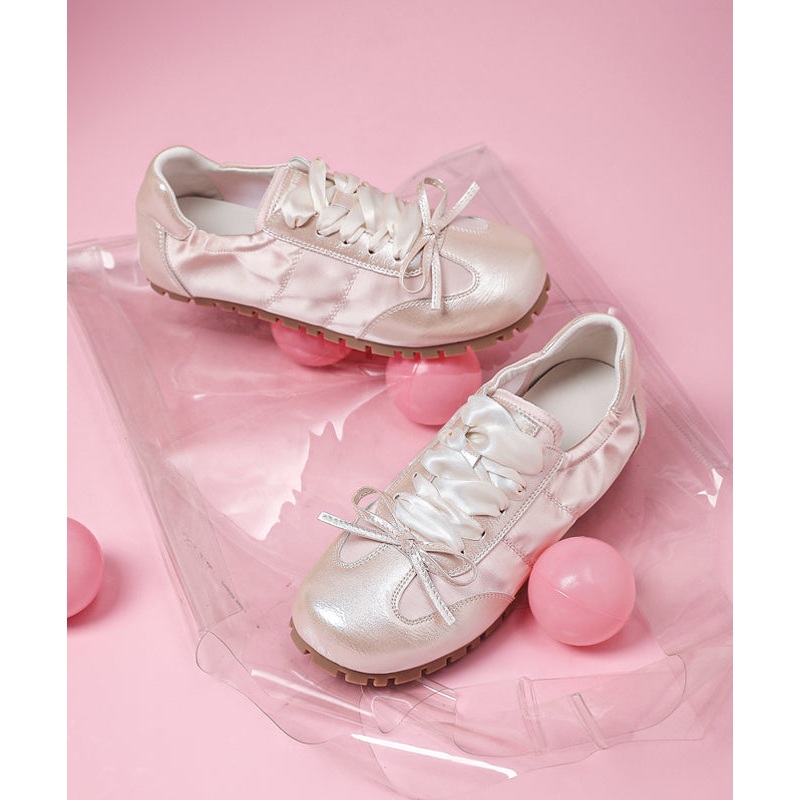 Casual Bow Splicing Cross Strap Flat Shoes Pink Faux Leather