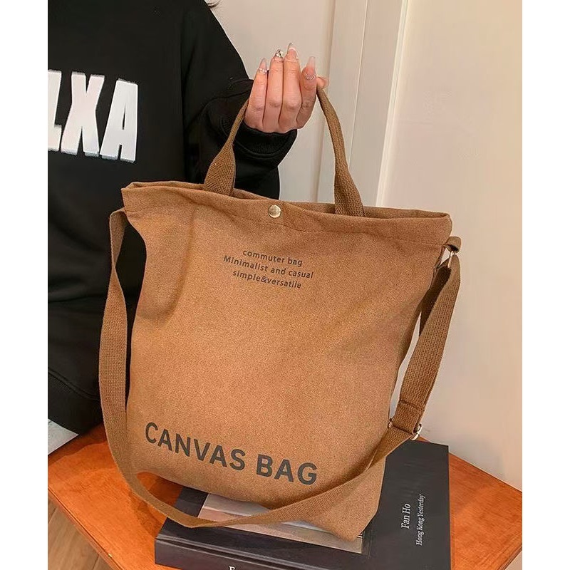 Fashion Letter Print Large Capacity Canvas Tote Handbag