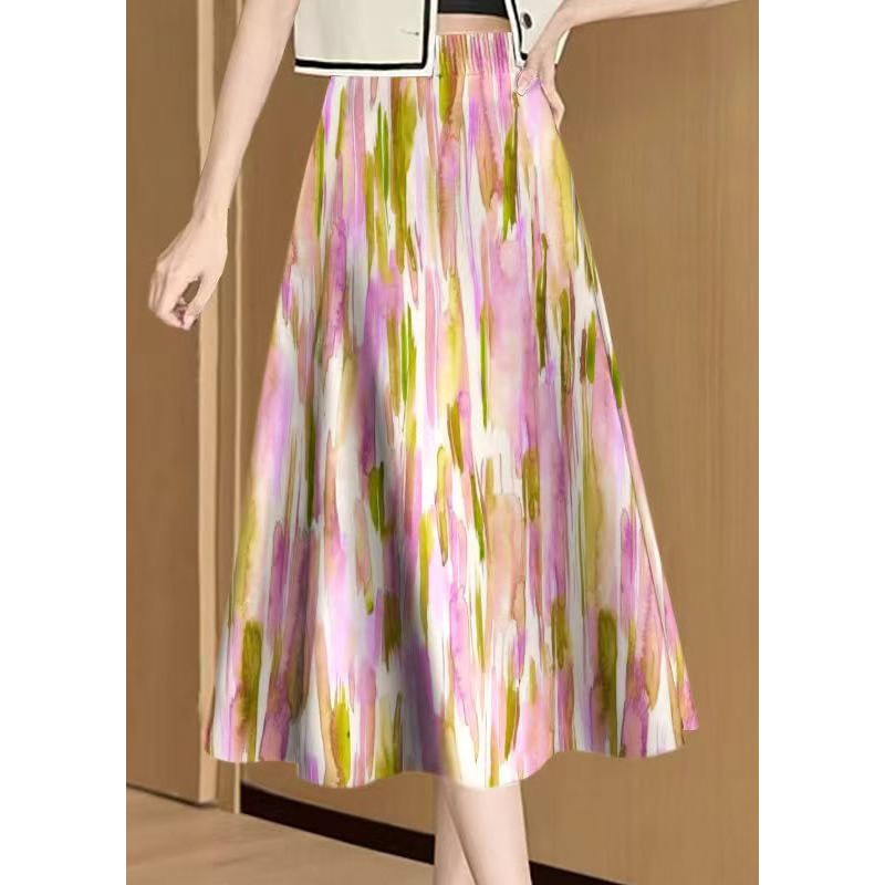 Chic Rainbow Tie Dye Elastic Waist Cotton Skirt Summer