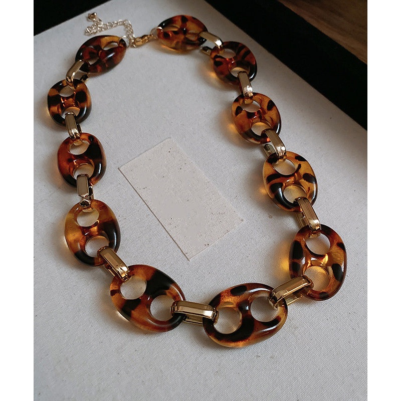 Bohemian Coffee Alloy Acrylic Hollow Out Collar Necklace