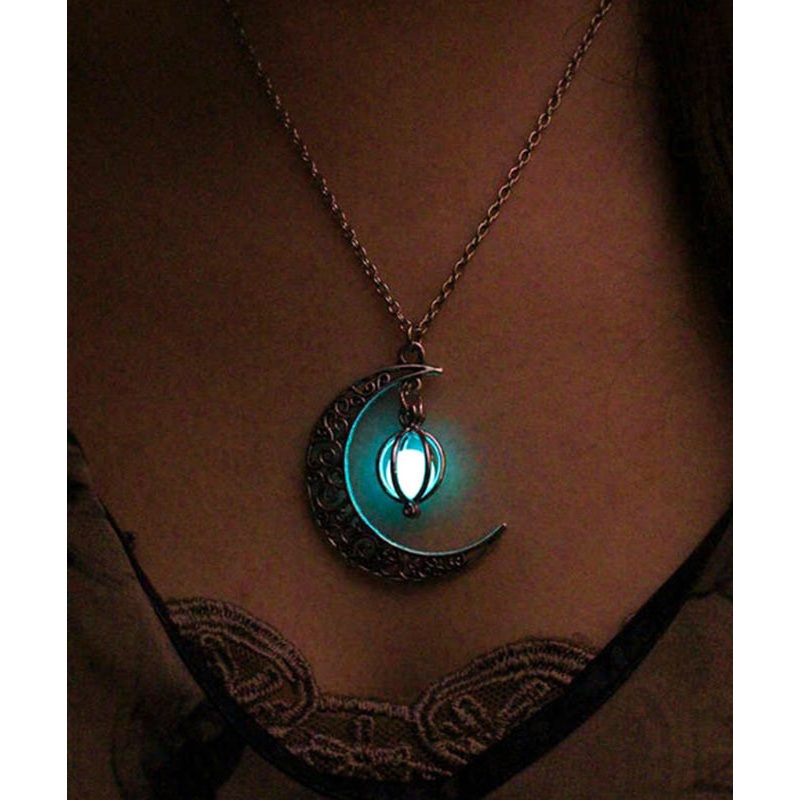 Unique Stainless Steel Moon Chain Luminous Lariat Necklace