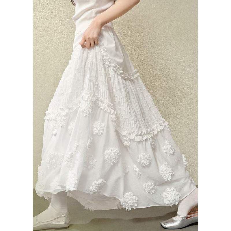 Bohemian White Ruffled High Waist Cotton Skirts Summer