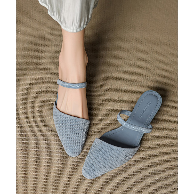 2025 Splicing High Heel Blue Suede Slide Sandals